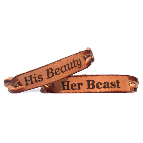 His Beauty and Her Beast Leather Bracelets (Pair)