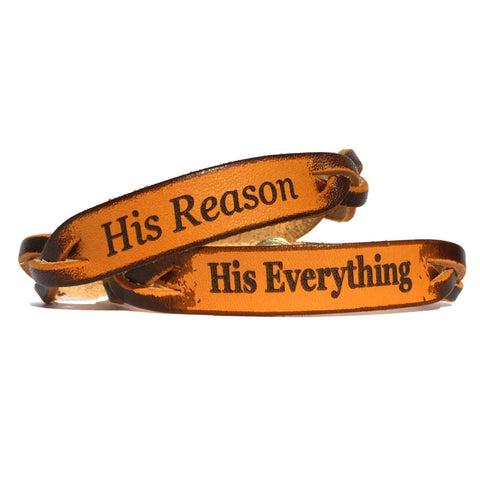 His Everything and His Reason Leather Bracelets (Pair) - Love Chirp Gifts