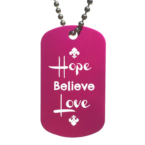 Hope Believe Love Dog Tag Necklace - Love Chirp Gifts