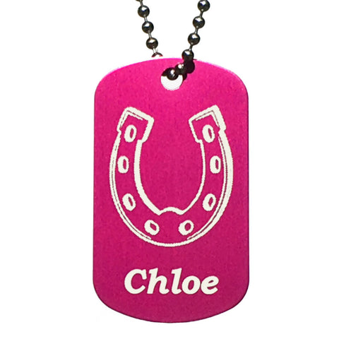 Horseshoe with Your Names Dog Tag Necklace - Love Chirp Gifts