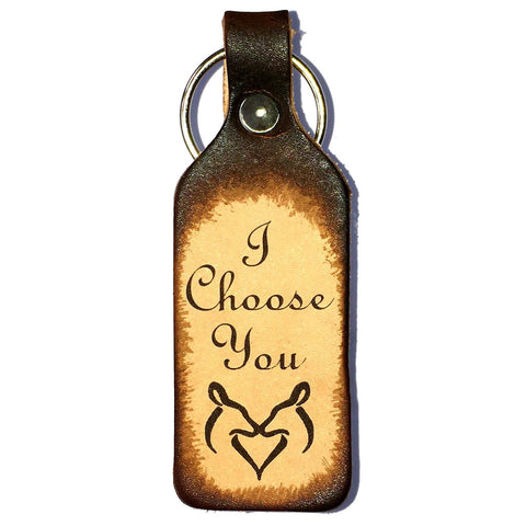 I Choose You with Two Does Leather Keychain - Love Chirp Gifts