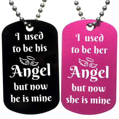 I Used To Be His (or Her) Angel Dog Tag Necklace - Love Chirp Gifts