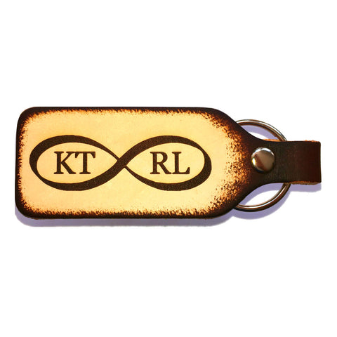 Infinity Sign Couples Personalized Leather Engraved Keychain - Love Chirp Gifts