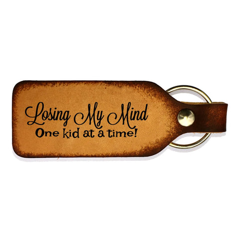 Losing My Mind Leather Engraved Keychain - Love Chirp Gifts