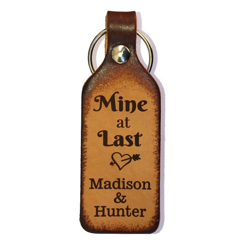 Mine at Last Couples Leather Keychain