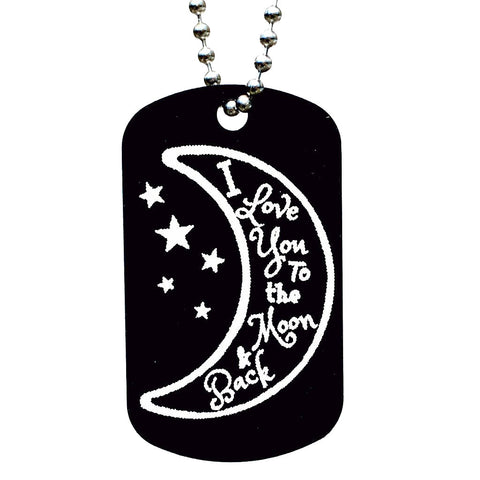 I Love You to the Moon & Back Dog Tag Necklace - Love Chirp Gifts