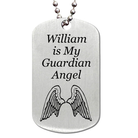 Personalized My Guardian Angel Stainless Steel Dog Tag Necklace