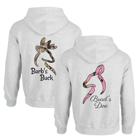 Personalized Buck and Doe Couples Hoodies - Love Chirp Gifts