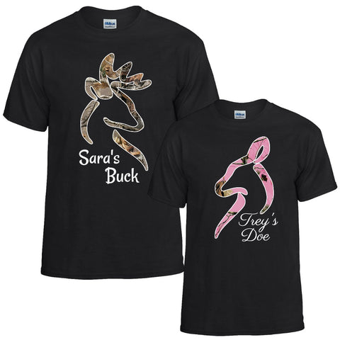 Personalized Buck and Doe Couples T-shirts - Love Chirp Gifts