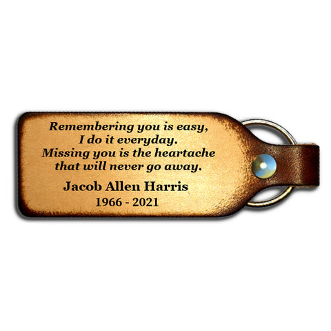 Remembering You is Easy Memorial Personalized Leather Keychain