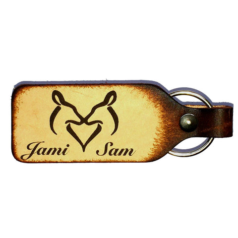Snuggling Does Leather Keychain with Free Customization - Love Chirp Gifts