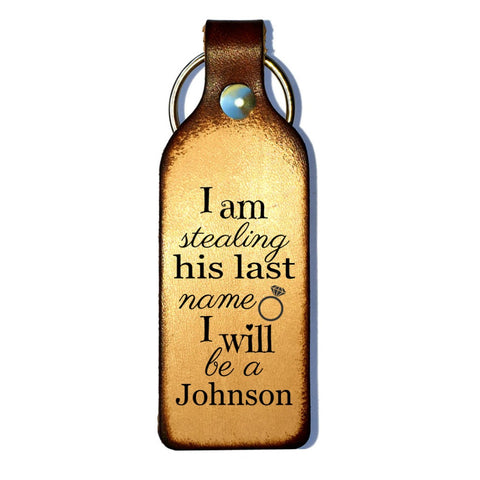 Stealing His Name Personalized Leather Keychain - Love Chirp Gifts