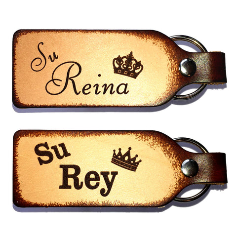 Su Rey & Su Reina Leather Keychain Set - Love Chirp Gifts
