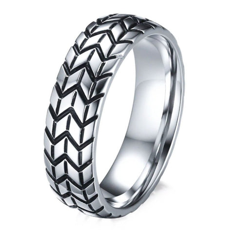 The Albert Tire Tread Design Ring