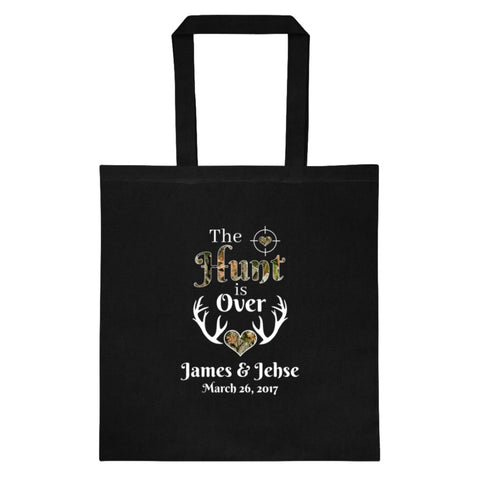 The Hunt is Over Tote Personalized with Your Names and Date - Love Chirp Gifts