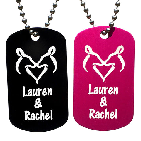 Snuggling Does Dog Tag Necklaces with Free Customization (Pair) - Love Chirp Gifts