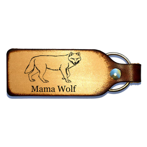 Wolf with Name Leather Keychain - Love Chirp Gifts
