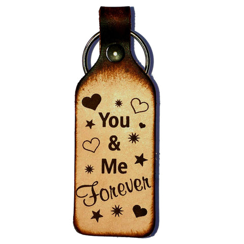 You & Me Forever Leather Keychain - Love Chirp Gifts