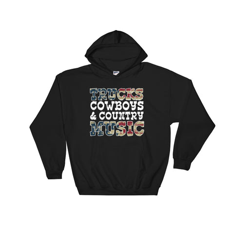Trucks, Cowboys and Country Music American Design Hoodie - Love Chirp Gifts