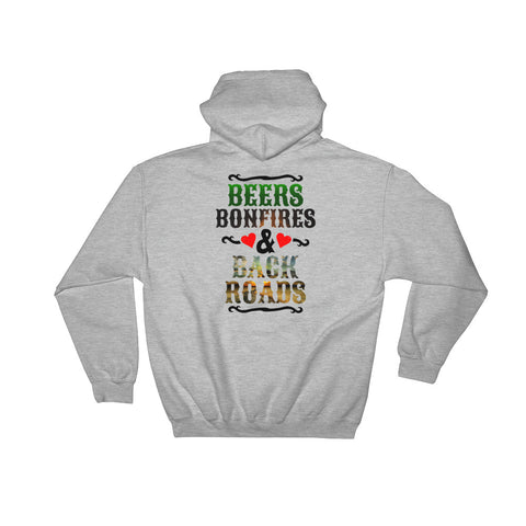 Beers Bonfires & Back Roads Hoodie - Love Chirp Gifts