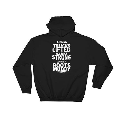 Trucks Lifted Boys Strong Boots Muddy Hoodie - Love Chirp Gifts